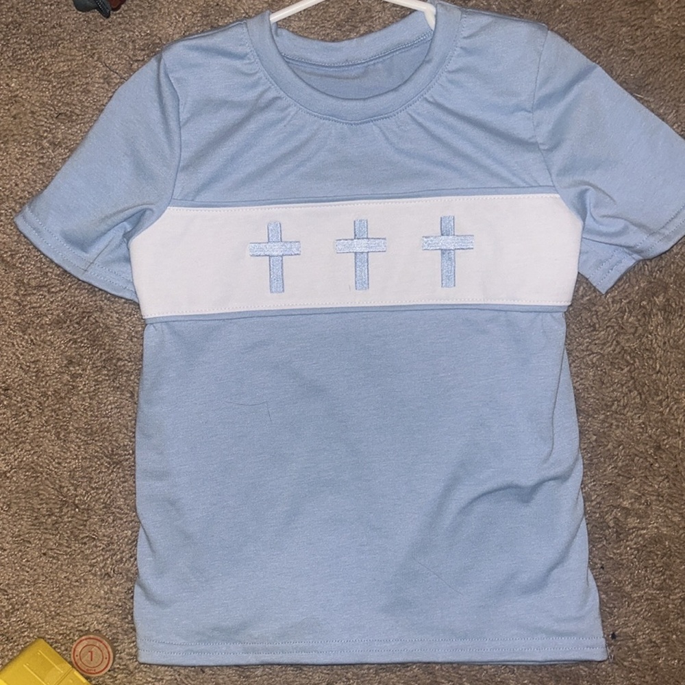 OFFERS OPEN! Boys 4t Cross shirt Aby & Evie. 4t Easter cross boutique shirt